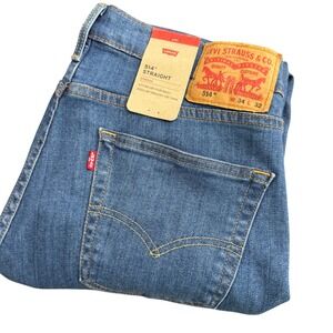 Levi Strauss Co 514 Straight Stretch Mens Jeans W34 L32 Blue Denim